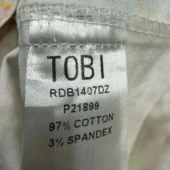 Tobi stretch denim mini dress pastel colors peek a boo  back size small petite - Picture 8 of 8